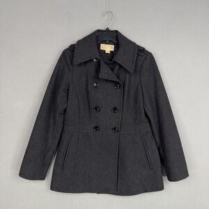 Michael Kors Coat Womens Small Gray Wool Blend Peacoat Double Breasted Jacket